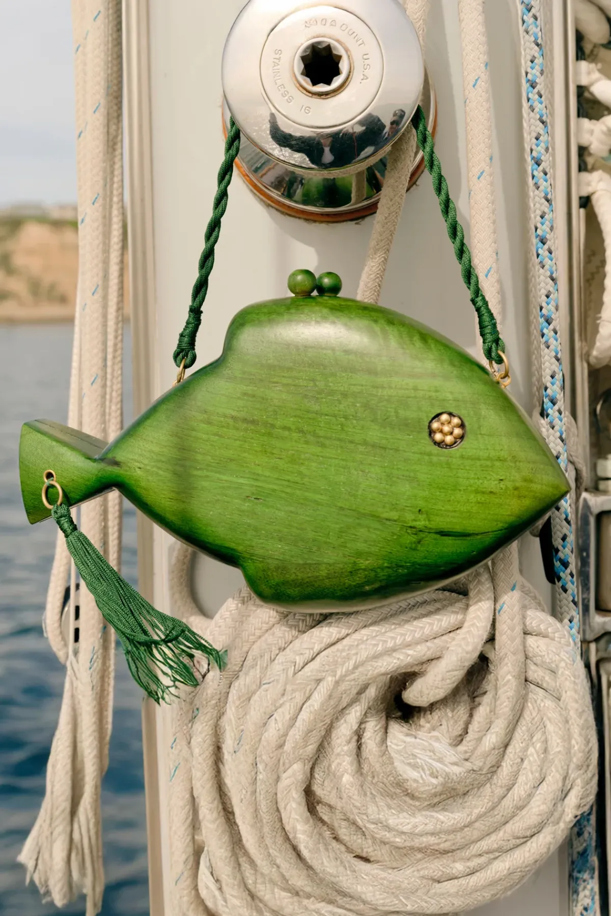 New SIMON MILLER Carvedcarved wooden fish clutch