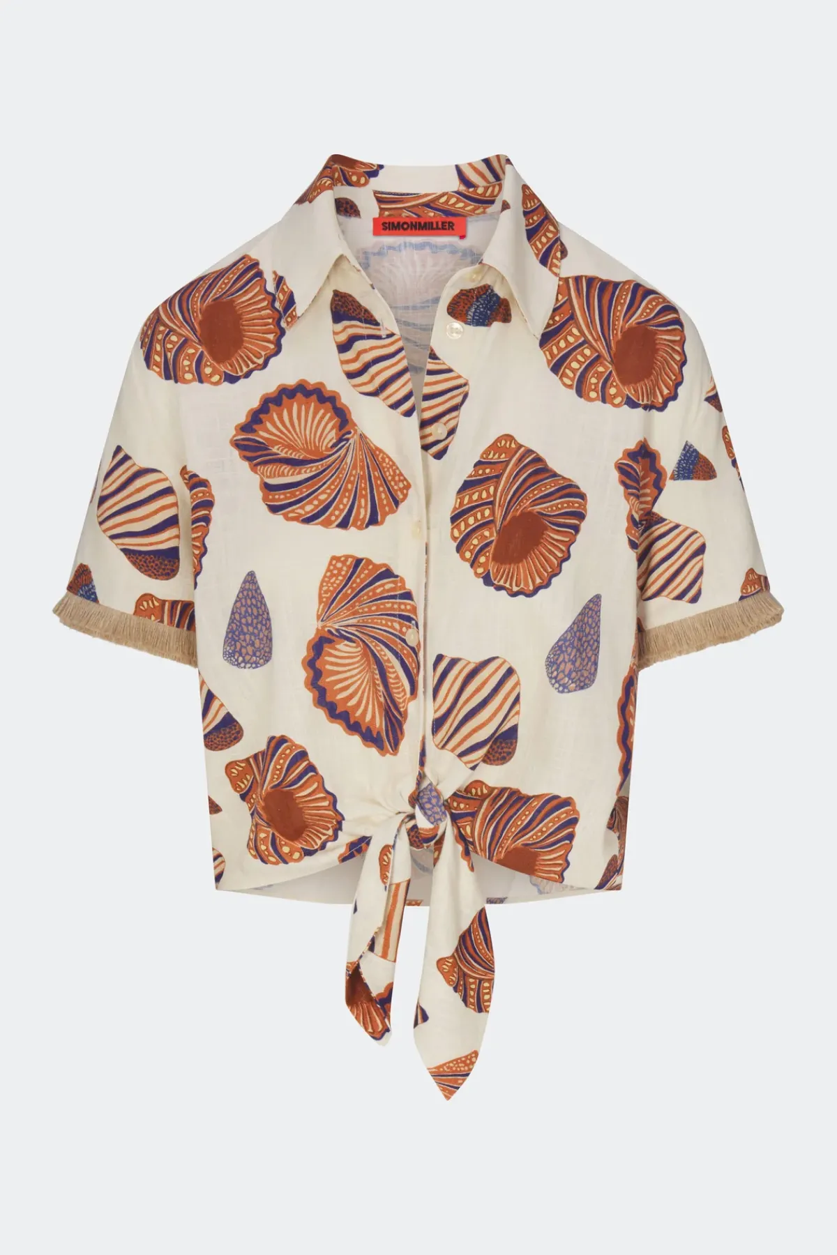 Hot SIMON MILLER Evaeva linen fringe tie top