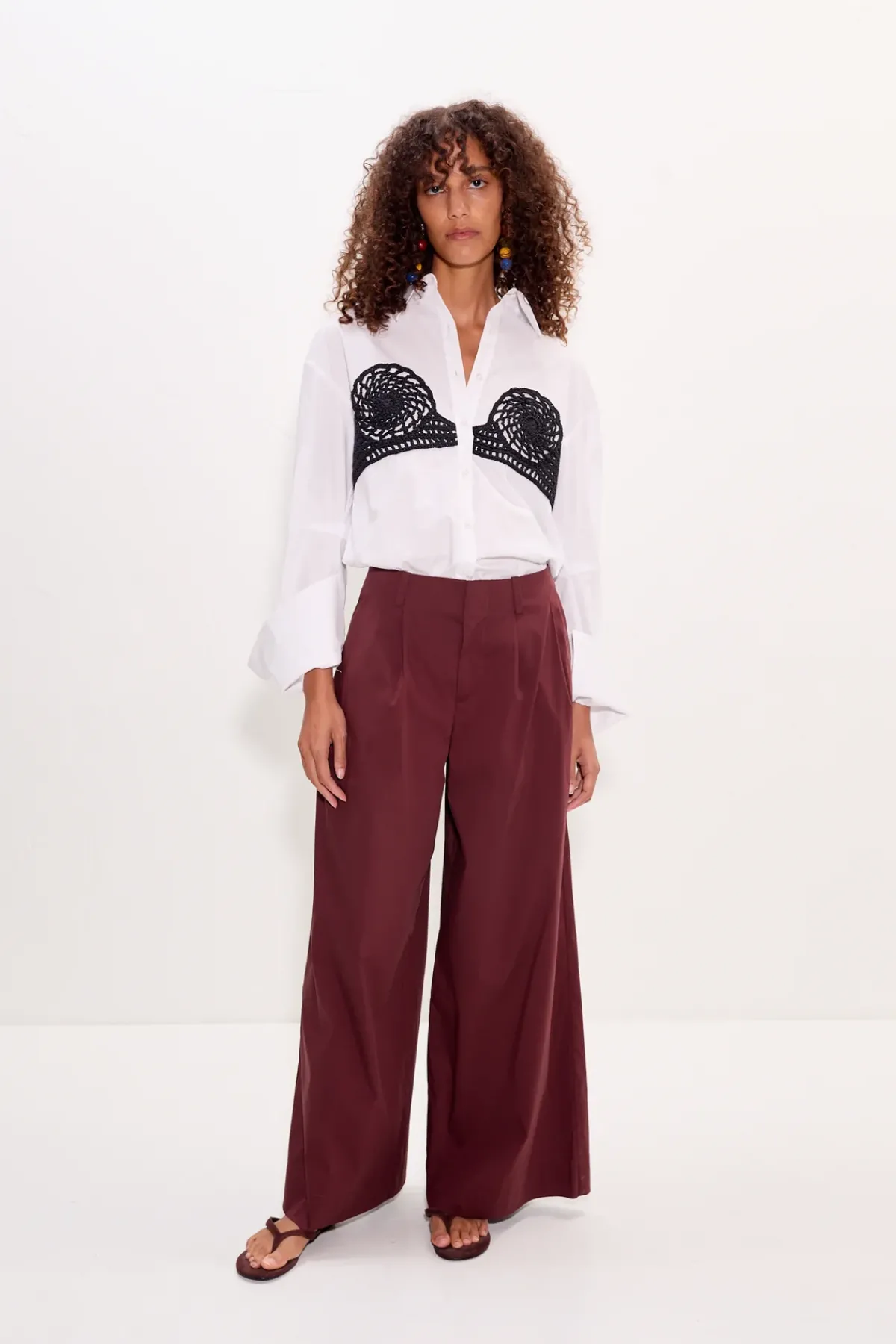 Outlet SIMON MILLER Marenmaren poplin crochet button up