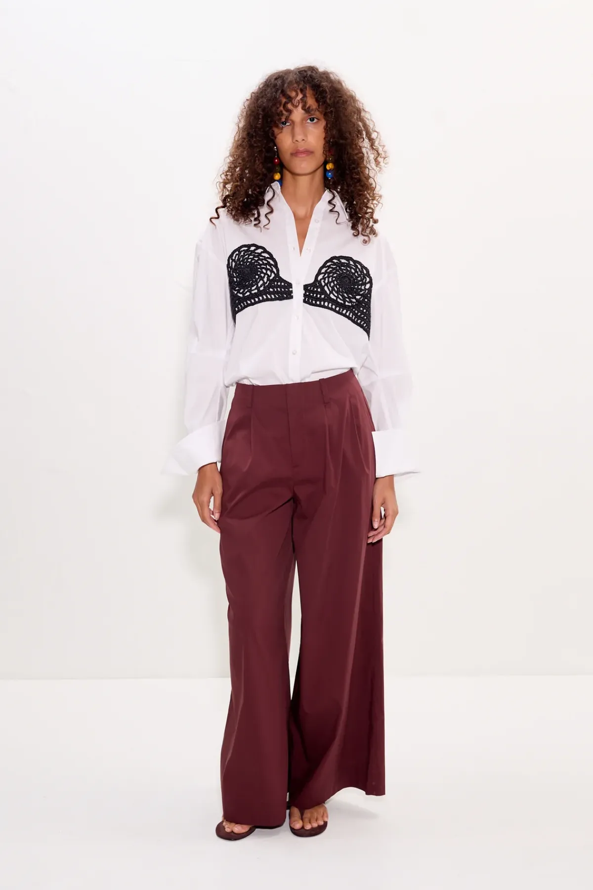Outlet SIMON MILLER Marenmaren poplin crochet button up